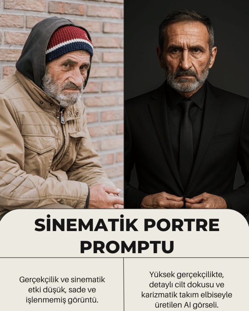 Sinematik Portre Promptu: Güçlü ve Karizmatik Model